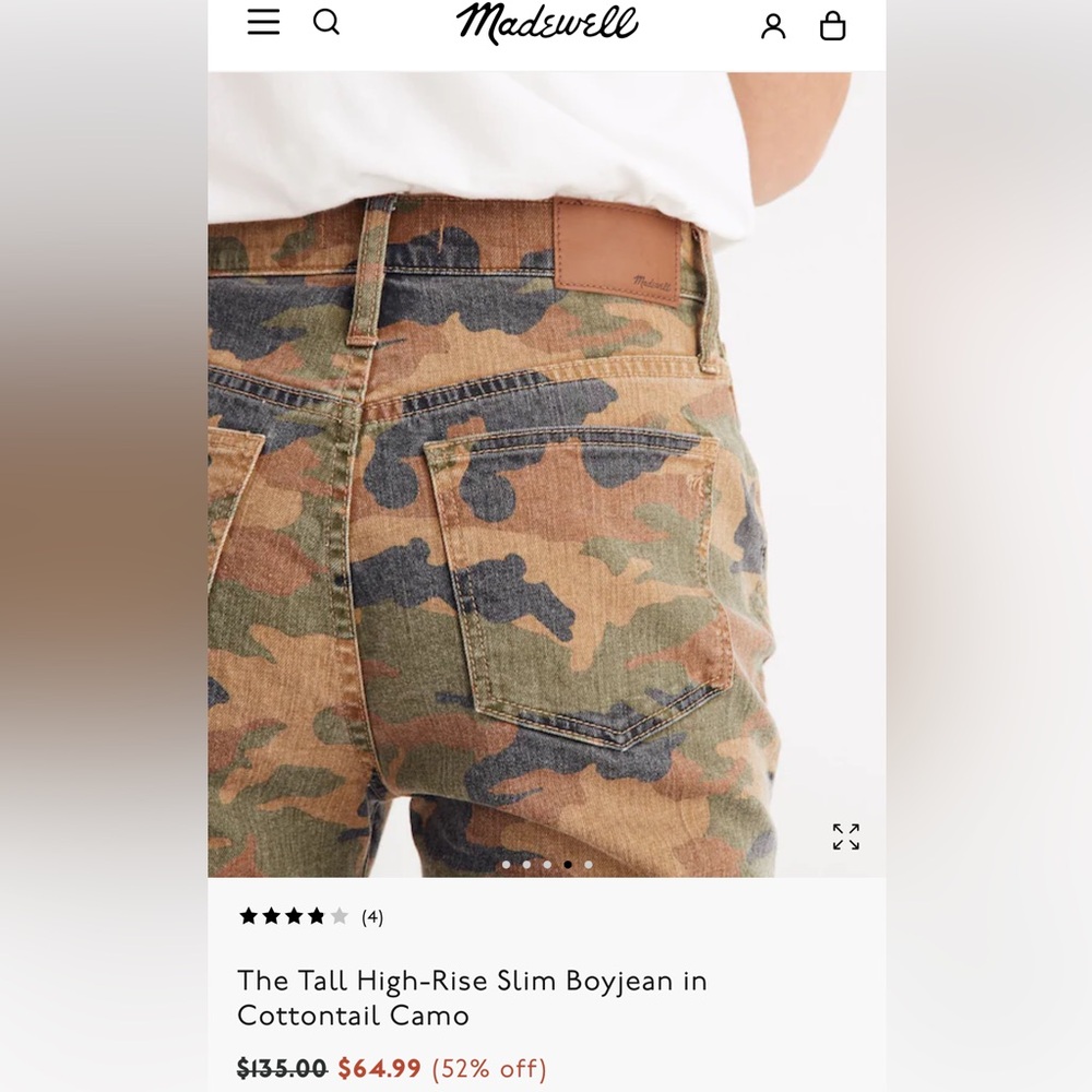 Madewell Women’s Camouflage High Waisted Slim Boy Jeans